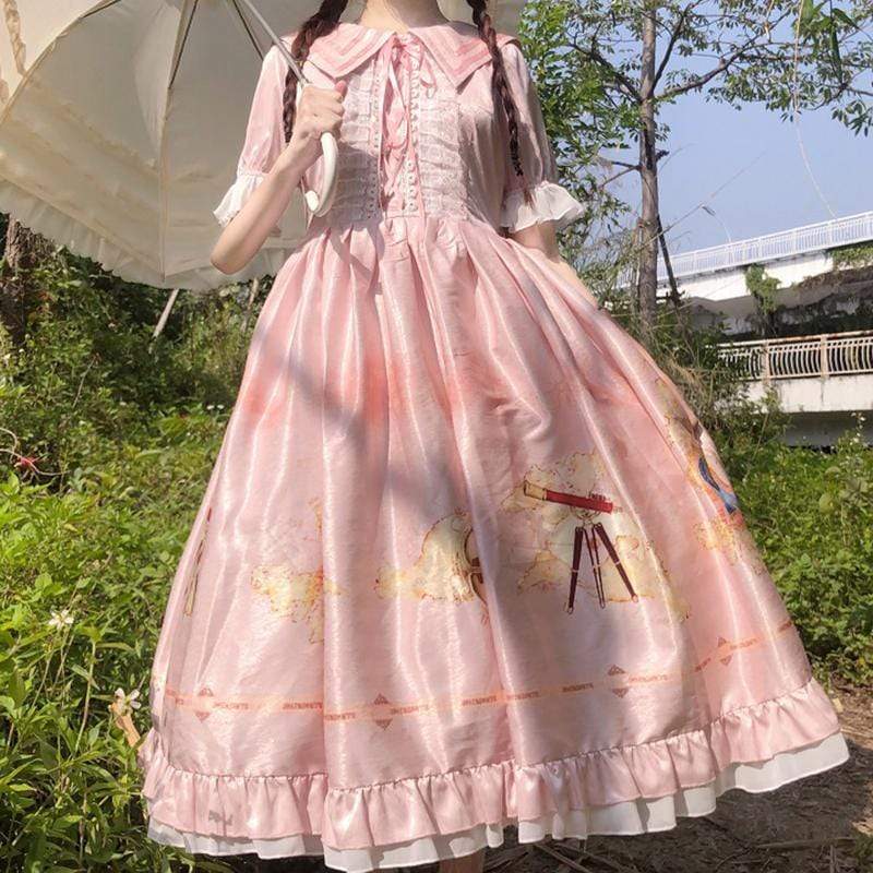 Lolita Navy Collar Falbala Dress-Kawaiifashion
