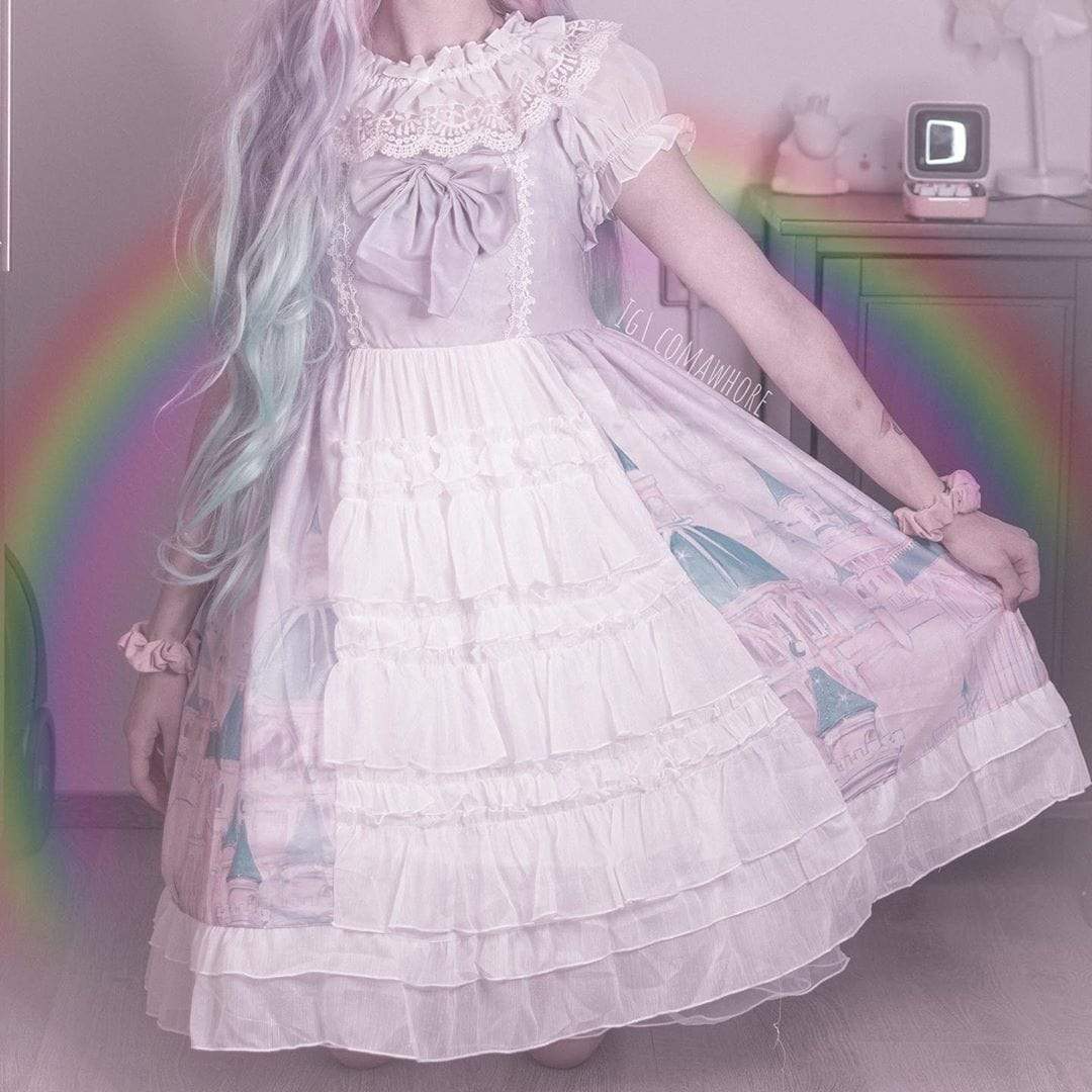 Платье-комбинация со складками Lolita - Kawaiifashion