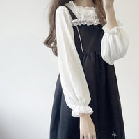 Lolita Pure Color Flare Sleeves Shirt-Kawaiifashion