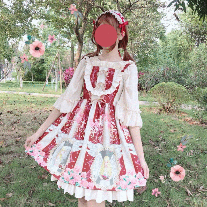 Vestido lencero de gasa con volantes de Lolita - Kawaiifashion
