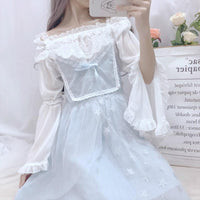 Lolita Flare Sleeved Ruffles Lace Shirts&Stars Dresses - Kawaiifashion