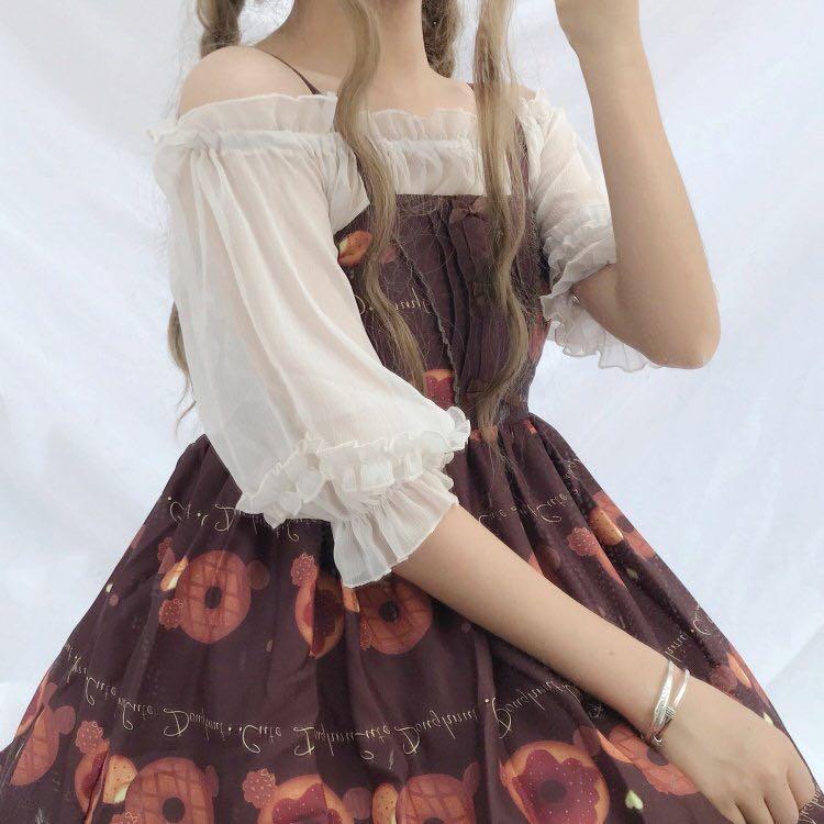 Lolita Sheer Half Sleeve Chiiffon Shirt-Kawaiifashion
