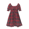 Lolita Square Collar Plaid Dress-Kawaiifashion