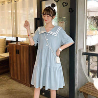 Navy Style A-line Dress-Kawaiifashion
