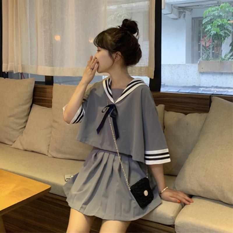 Navy Style Shirt&Pleated Skirt - Kawaiifashion