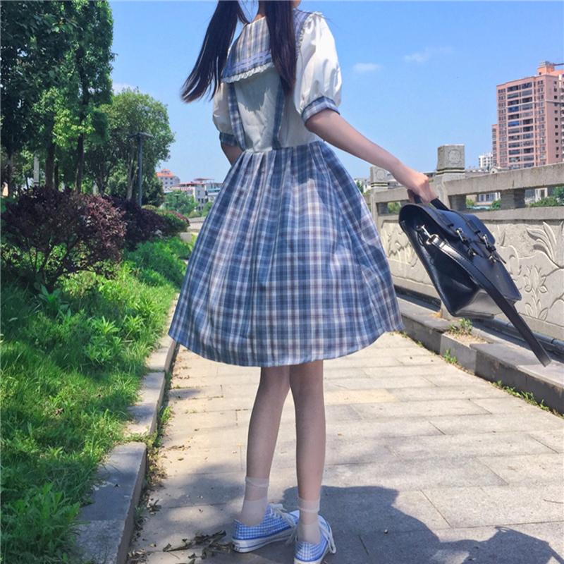 Harajuku Fake Two Pieces Plaid Dress-Kawaiifashion