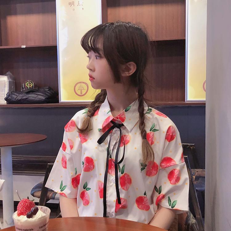 Harajuku Fruit Printed Single-breasted Shirt-Kawaiifashion