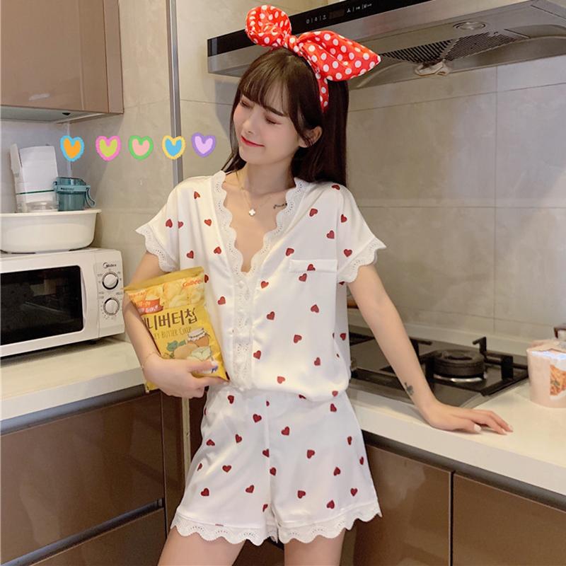 Пижамы с сердечками Harajuku-Kawaiifashion