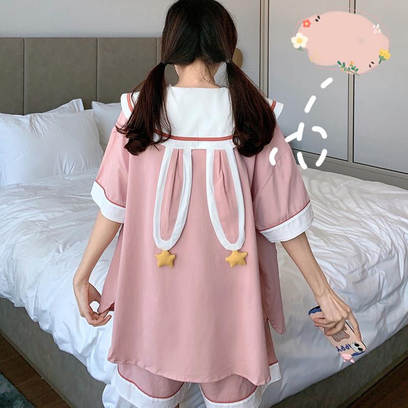 Harajuku Rabbit Ears Pink Pajamas-Kawaiifashion