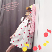 Harajuku Strawberry Embroideried Dress-Kawaiifashion