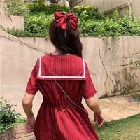 Harajuku Vertical Stripes Mid-length Dress-Kawaiifashion