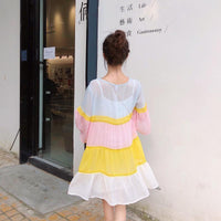 Kawaii Contrast Color Chiffon Dress-Kawaiifashion