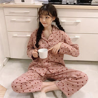 Kawaii Heart Printed Long Sleeved Pajama - Kawaiifashion