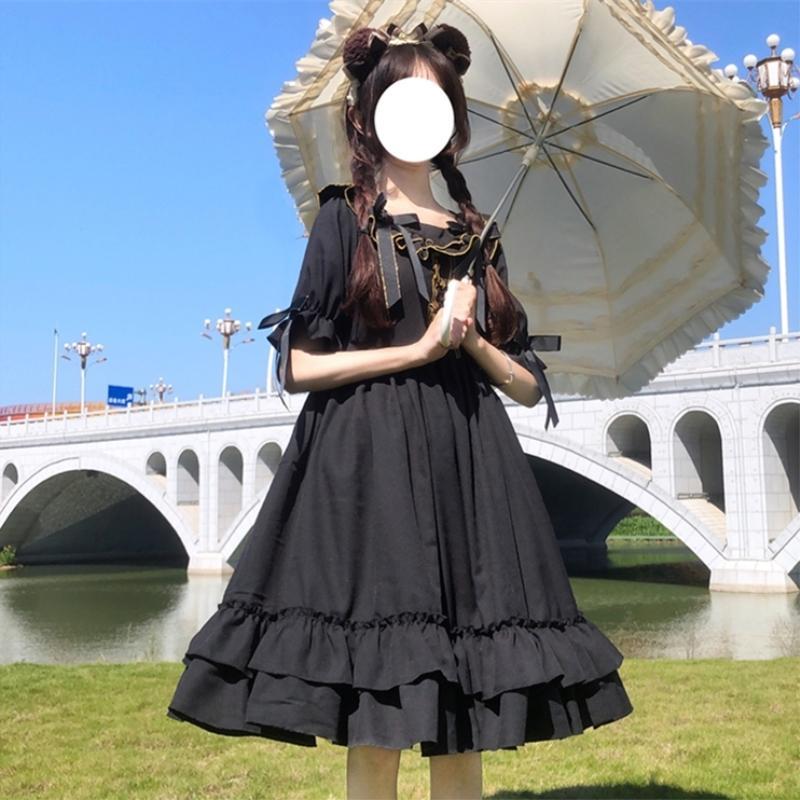Vestido Falbala de cintura alta Lolita-Kawaiifashion