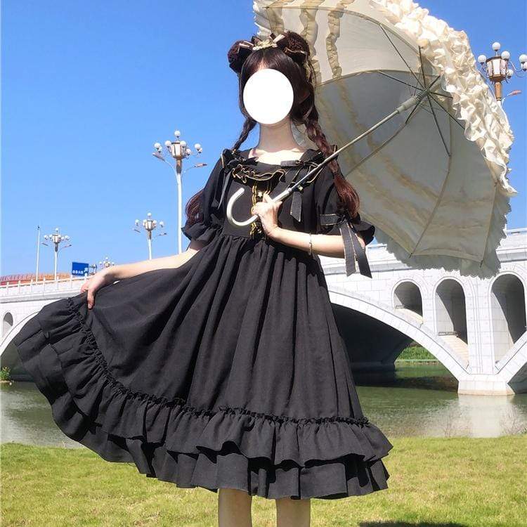 Vestido Falbala de cintura alta Lolita-Kawaiifashion