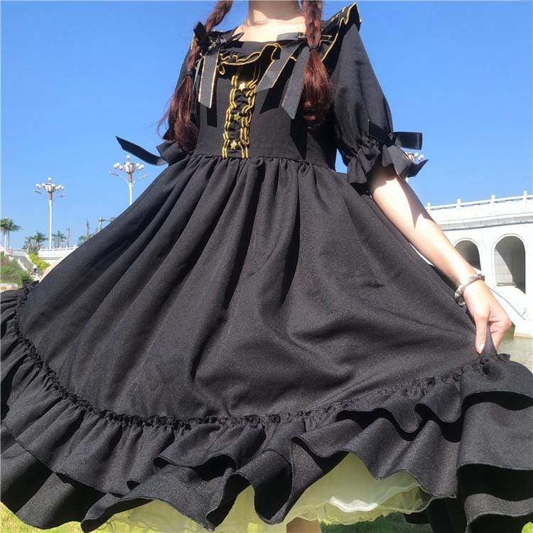 Lolita Falbala a vita alta Dress-Kawaiifashion