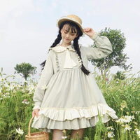 Lolita Ruffles Long Sleeved Dress-Kawaiifashion