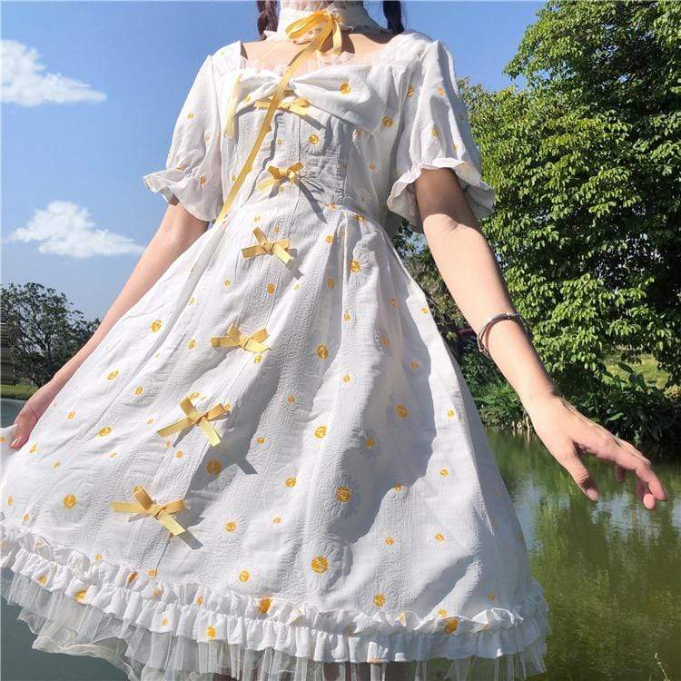 Lolita Square Collar Dress With Bowknot-Kawaiifashion