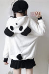 Panda Hooded Front Zipper Coat With Pocket - Kawaiifashion