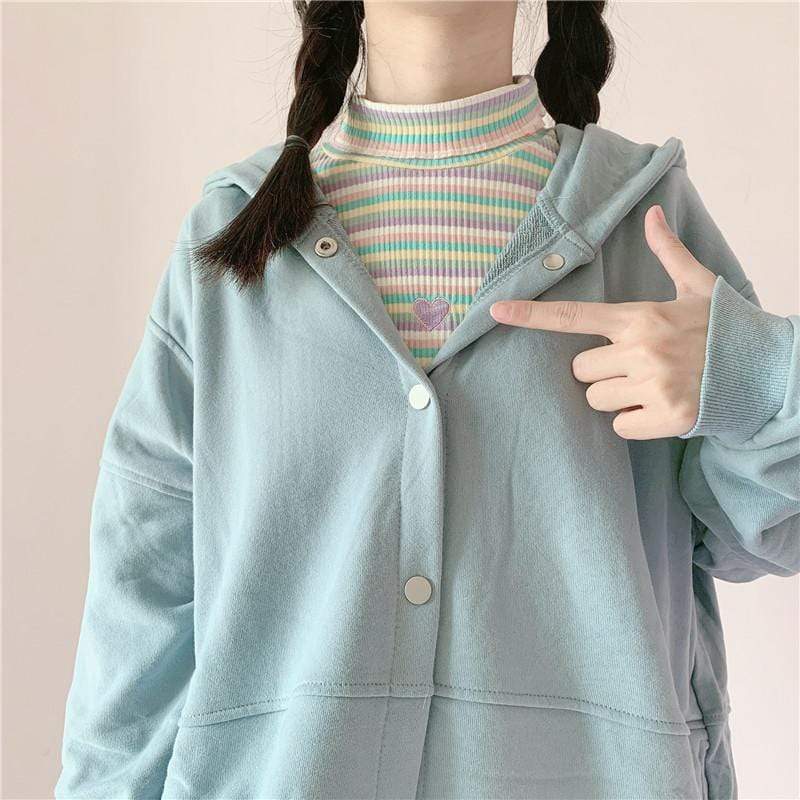 Kontrastfarbenes Rollkragen-Sweatshirt für Damen – Kawaiifashion