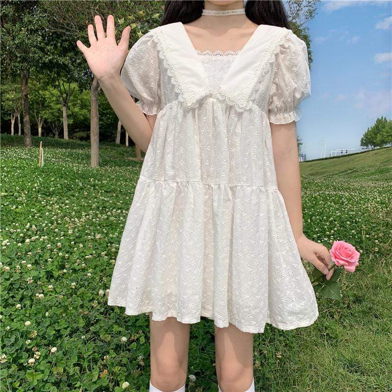 Women's Cute Flare Sleeved A-line Dresses-Kawaiifashion