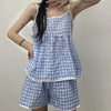 Women's Cute Plaid Pajamas One Set-Kawaiifashion
