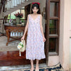 Women's Floral Mid-length Sip Dress-Kawaiifashion