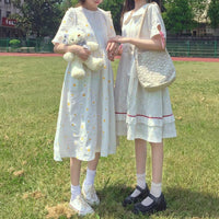 Women's Flower Printed Loosed Dress-Kawaiifashion
