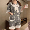 Women's Flower Printed Plaid Pajamas-Kawaiifashion