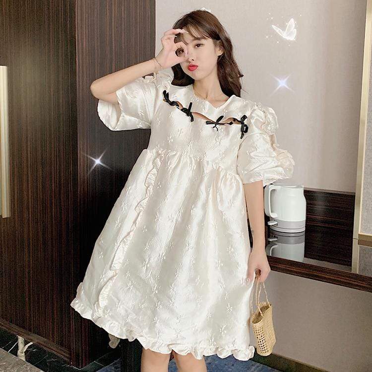 Women's French Style Hollow Out Flare Sleeved Dresses-Kawaiifashion