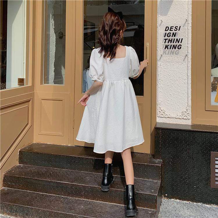 Women's French Style Square Color Bowknot Dresses-Kawaiifashion