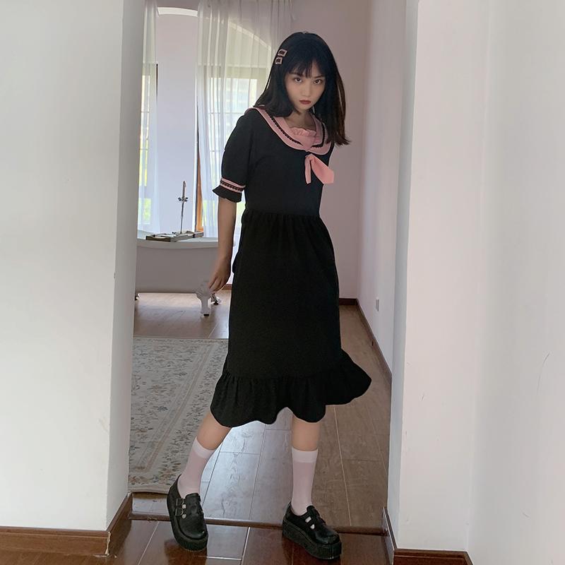 Women's Harajuku Contrast Color Short Sleeved Dresses-Kawaiifashion