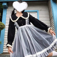 Women's Harajuku Mid-length Mesh Dresses-Kawaiifashion