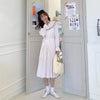 Women's Harajuku Peter Pan Collar High-waisted Pleated Dresses-Kawaiifashion