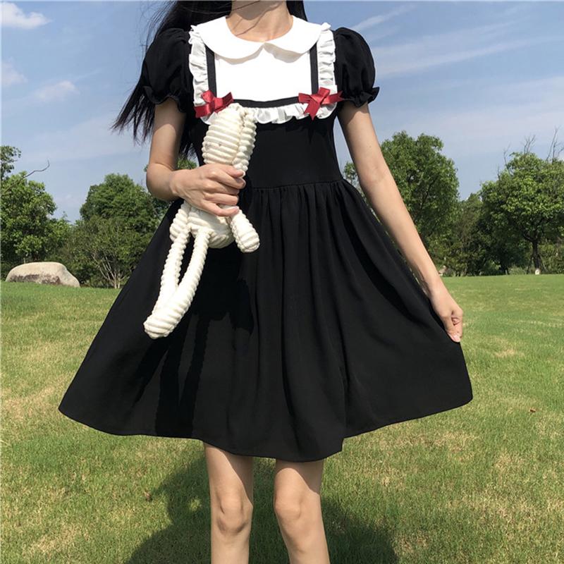 Women's Harajuku Ruffles Peter Pan Collar Dresses-Kawaiifashion