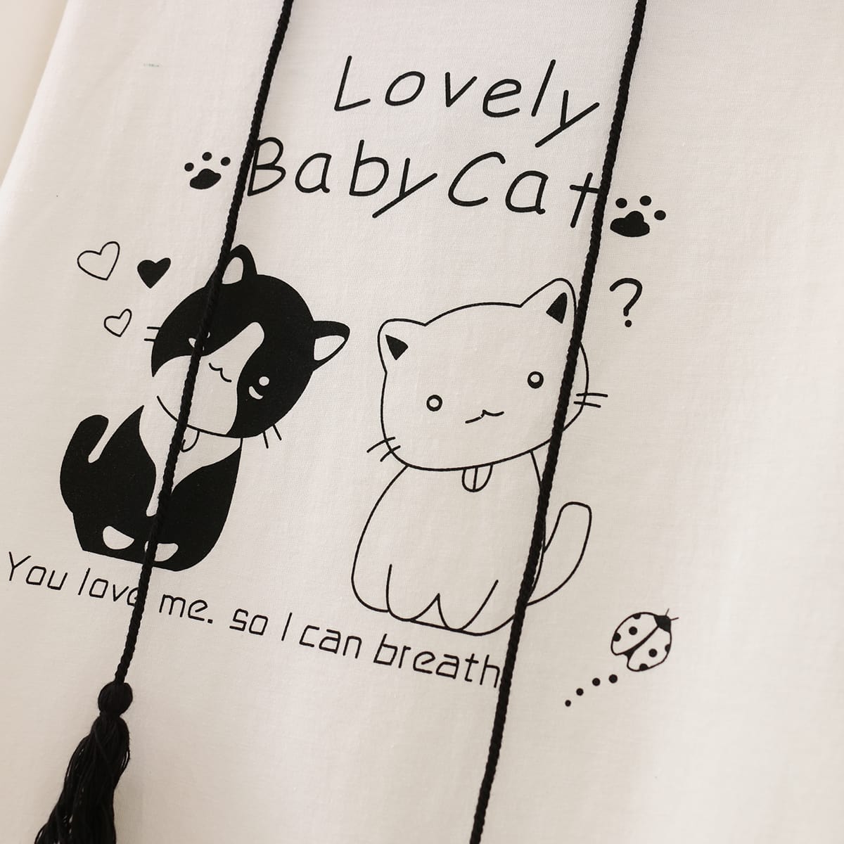 Kawaiifashion - Camisetas con estampado de gatos de color de contraste Kawaii de talla única para mujer con capucha