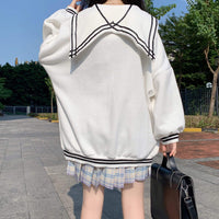 Kawaiifashion - Suéteres de color en contraste con cuello de marinero Kawaii para mujer