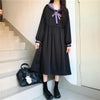 Women's Kawaii Sailor Collar High-waisted Dresses With Bowknot-Kawaiifashion