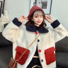 Kawaiifashion One Size Women's Korean Fashion Contrast Color Large Lapel Wool-like Coats