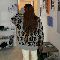 Chandails à imprimé léopard de la mode coréenne pour femmes