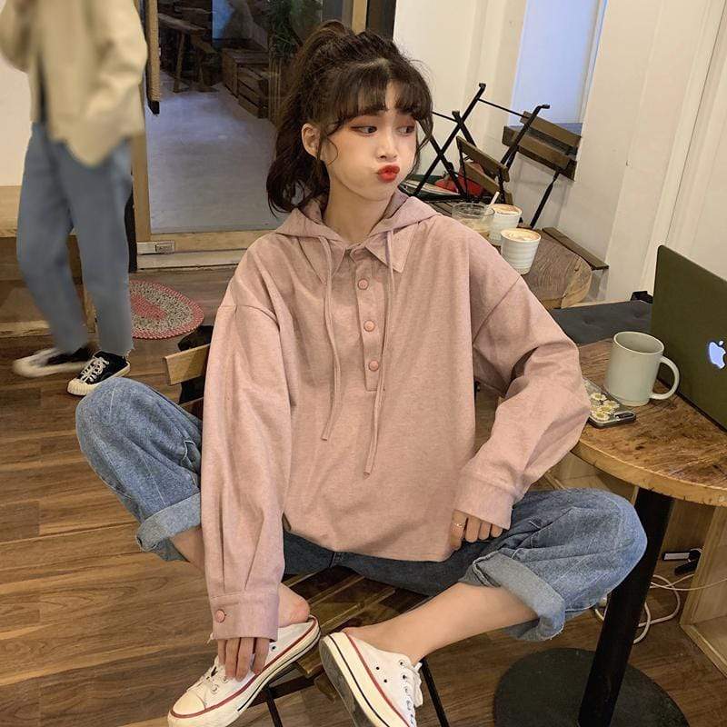 Sweats à capuche pour femmes à la mode coréenne à manches longues-Kawaiifashion