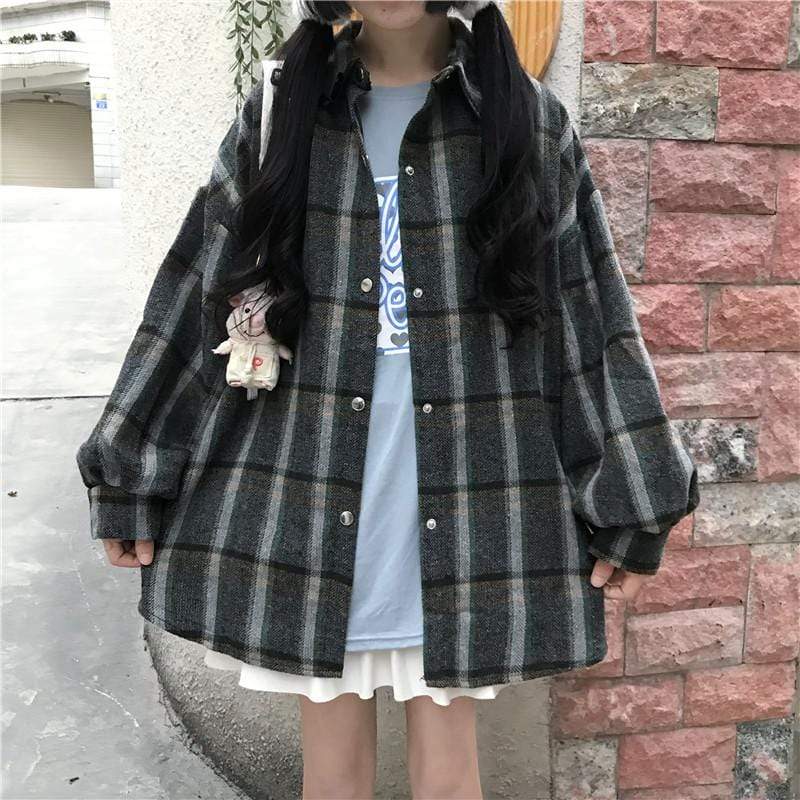 Manteaux à carreaux à la mode coréenne pour femmes
