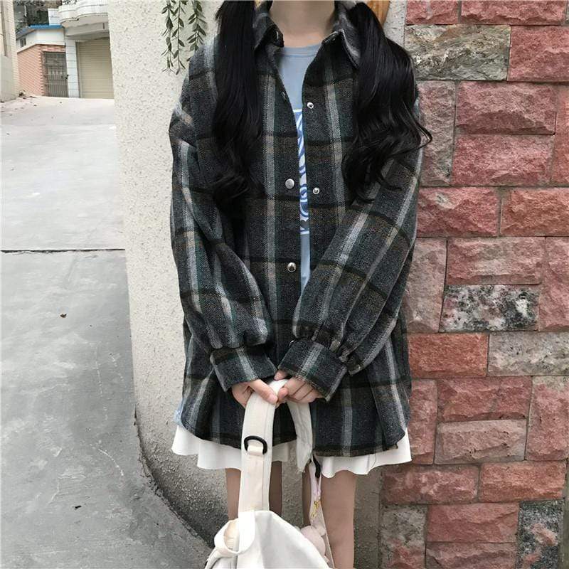 Manteaux à carreaux à la mode coréenne pour femmes