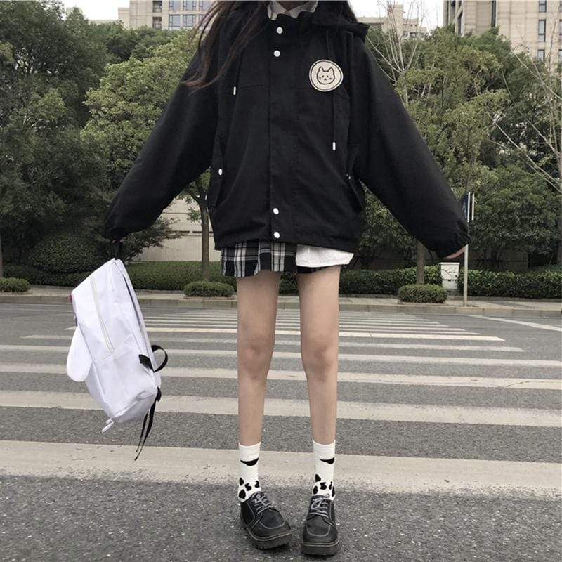 Cappotti con coulisse monopetto moda coreana da donna con cappuccio-Kawaiifashion