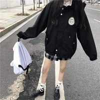 Abrigos con cordones de un solo pecho de moda coreana para mujer con capucha-Kawaiifashion