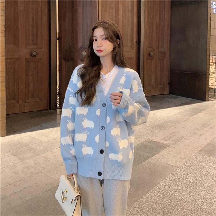Kawaiifashion One Size Cardigans brodés de mouton à la mode coréenne pour femmes