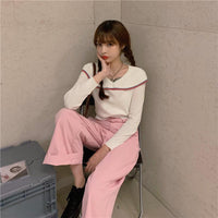 Chemises à rayures à col en V et à la mode coréenne pour femmes-Kawaiifashion