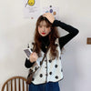 Women's Korean Fashion Vintage  Floral Knitted Vests And Pure Color Long Sleeved Undershirts