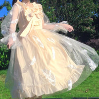 Robes à manches longues en maille Lolita Bowknot pour femmes-Kawaiifashion
