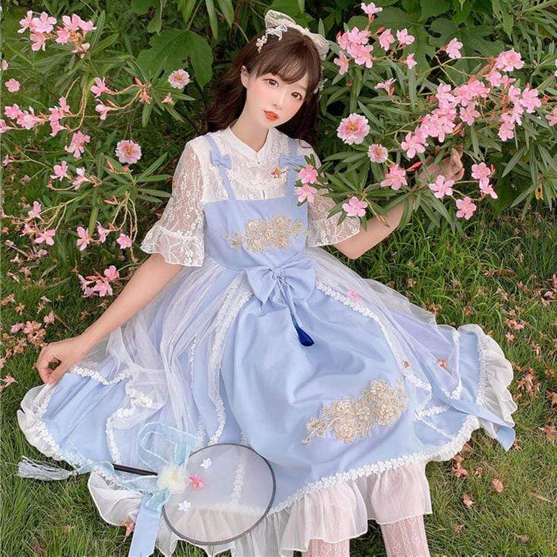 Women's Lolita False Two-piece Chinoiserie Dresses-Kawaiifashion